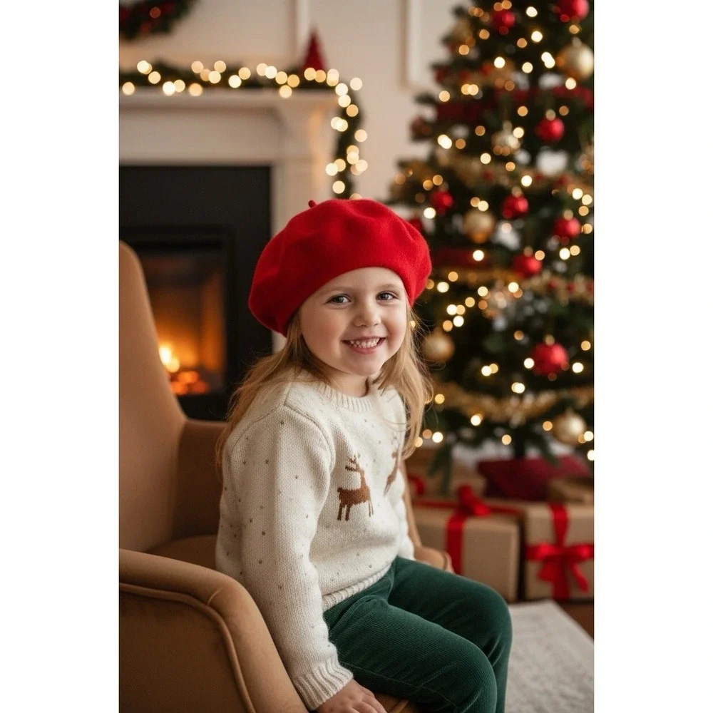 Gymboree Olivia Pig Felt Beret Wool Red Size Small Adorable